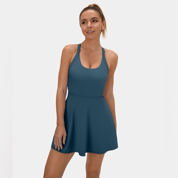 HALARA Dresses & Skirts - HALARA Backless 2-in-1 Barre Ballet Dance Dress Sz M (8-10) Majolica Blue